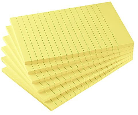 Early Buy 6 Pads Lined Sticky Notes with Lines 4x6 Self-Stick Notes Bright Color Sticky Notes, 45 Sheets/Pad (Yellow)