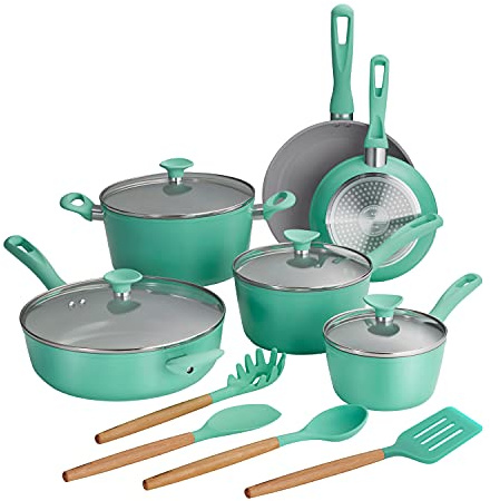 Tramontina Cookware Set 14-Piece (Teal), 80110/036DS