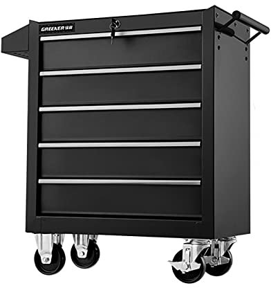 Bderkz Rolling Garage Workshop Tool Organizer 5 Drawer Tool Chest with 4 Wheels and Locking System, Tool Storage Cabinet for Garage Storage, Red (Color : Black)