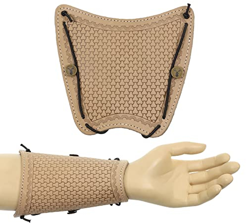 Jackalope Laidir - Shield - Armschutz; aus weichem Leder, der optimale Schutz beim Bogenschießen mit Gittermuster (Natural)