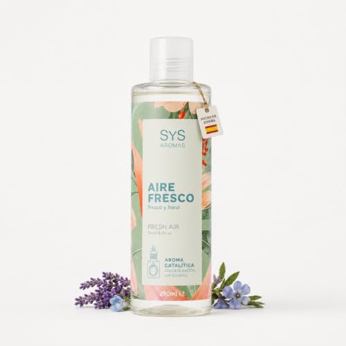 Recambio Aire Fresco - Lámpara Catalítica - 250 ml - SYS Aromas | Fragancia Fresca y Mediterránea - Purifica el Aire y Elimina Malos Olores - Uso exclusivo para Lámpara Catalítica