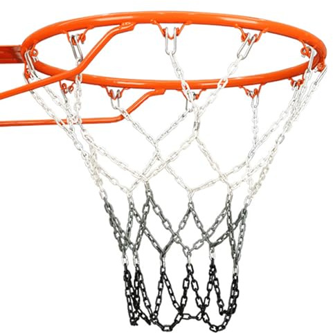2LBS Basketball Net Chain Outdoor Heavy Duty, Chain Basketball Net Rust Proof Outdoor (Grey+Black)