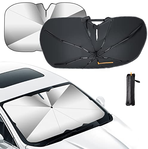 Oziral Parasol para Parabrisas Paraguas del Coche Parasol para Parabrisas de Coche Sombrilla Paraguas Plegable del Coche Protector con Anti UV Rayos para la mayoría de los vehículos 26 * 50 Pulgadas