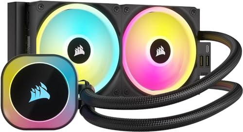 Corsair iCUE LINK H100i RGB Liquid CPU Cooler - 240mm AIO - QX120 RGB Fans - Fits Intel® LGA 1700, AMD® AM5 - iCUE LINK System Hub Included - Black
