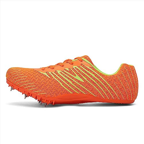StoyRb Leichtathletik-Spike-Schuhe, Sprint-Leichtathletik-Schuhe, Leichtathletik-Spikes für Männer und Frauen,Orange,36