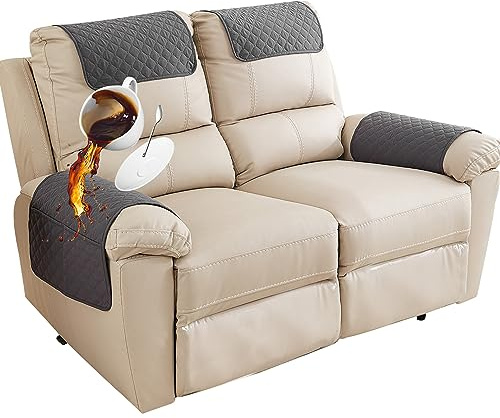 NNSMUN Sesselschoner für Relaxsessel mit Armlehnen, Wasserdicht Sesselauflage rutschfest Armlehnenschoner, Möbelschutz für Sofa, Stuhl (Dunkelgrau,2-Sitzer (4 Stück))