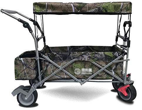 Push-and-Pull-Griff, zusammenklappbarer Kinderwagen, Outdoor-Sport, zusammenklappbarer Trolley mit Baldachin, Garten-Utility-Shopping, Reise, Strandwagen (H)