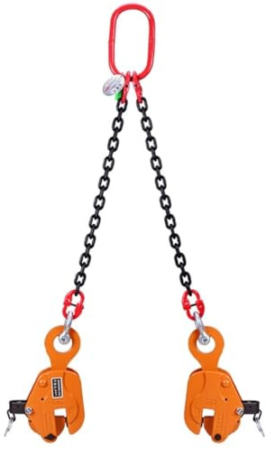 ZIJINGY Vertical Plate Clamp With Chain, 1T/2T Plate Lifting Clamp Lifting Spreader, Heavy Duty Steel Handling Lifting Equipment (Color : 1t, Size : 1.5M)