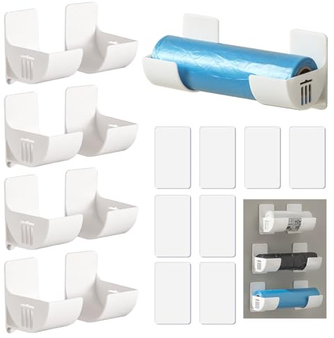 EXIN DEHCEN 4 Pares Soporte Papel Aluminio Estantería Colgante | Adhesivo Caja de Almacenamiento Montada en Pared, Organizador Papel Aluminio y Film, para Cocina, Armarios, Frigoríficos