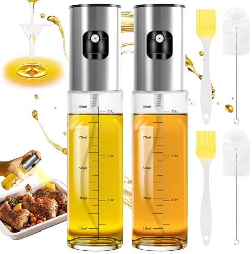 Cisivis 2 Stück Ölsprüher zum Kochen, 100ml Sprühflasche mit Skala, Öl Sprühflasche für Speiseöl, ÖLsprüher, Ölspray zum kochen Grillen, Backen, BBQ, für Olivenölsprüher für Salat
