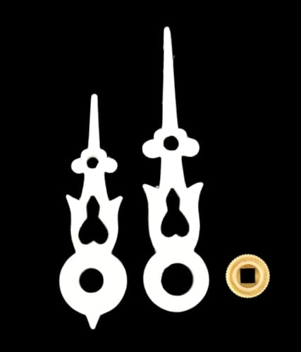 KD89 Zeiger aus weißem Kunststoff, hochwertige Verarbeitung, für Kuckucksuhr, verschiedene Größen erhältlich – mit Zentralmutter aus Messing (32/43)