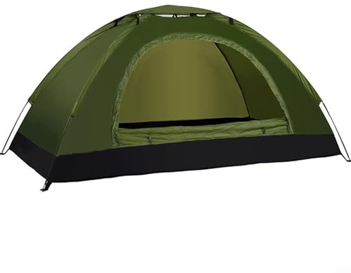 Leichtes Rucksackzelt, tragbares Pop-Up-Zelt mit Fiberglas-Stangen für Wandern, Hinterhof, Camping (2 Personen, Armeegrün)