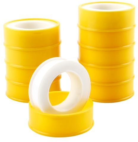 Nastro in PTFE 10 Rotoli, Nastro Sigillante Teflon 12mm x 12m, Resistente al Calore -60°C a +240°C per Riparare Tubi Rubinetti Valvole Impianti Idraulici, per Uso Domestico Industriale e Professionale