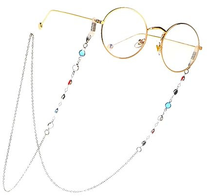 TINEASUR Bunte Handgefertigte Brillenkette Eyewear Retainer Lanyard Für Brillen Und Sonnenbrillen Silber Praktischer Für Sport Und