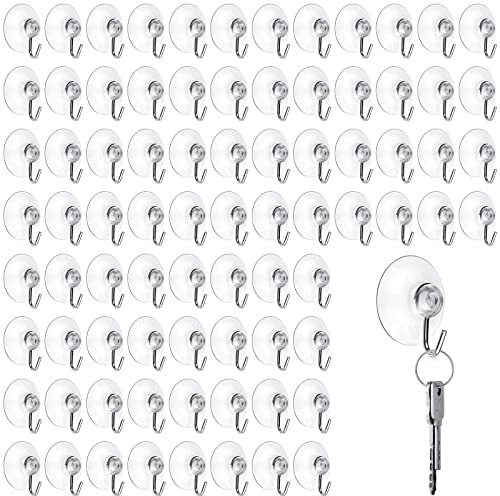 Mudder Saugnapf-Haken, transparente Saugnäpfe mit Metallhaken, Fensteraufhänger für Glas, Wand, Handtuchaufhänger, Zubehör, Badezimmer, Glas, Küche, Dekorationen, 1,4 kg (50 Stück, 60 mm)