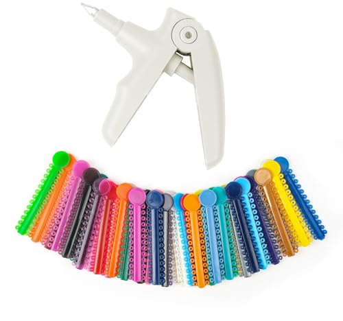 OFFCUP Ortodoncia Herramienta de Pistola de Ligadura, Dental Pistola de Ligadura con 40pcs Lazos de Ligadura de Ortodoncia Multicolor, Kits Poner Ligaduras Instrumento Dental (Blanco)