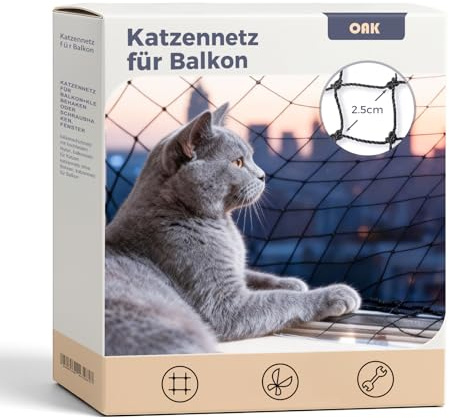 Katzennetz für Balkon und Fenster 5x5m katzenschutznetz mit hochfestem Nylon, balkonnetz für Katzen katzennetz ohne Bohren, katzennetz für Balkon