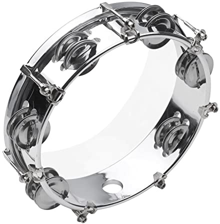 8-Zoll Tamburin, Doppelreihen Jingles Musikinstrument, 8 Zoll Percussion für Fiestas, Partys, Karaokes, Tanzen, Singen