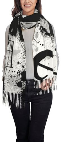 Poadnly Musiknoten, Großer weicher Kaschmir-Schal, Wickelschal, Fransenschal, leichte Stola, 197 x 72 cm