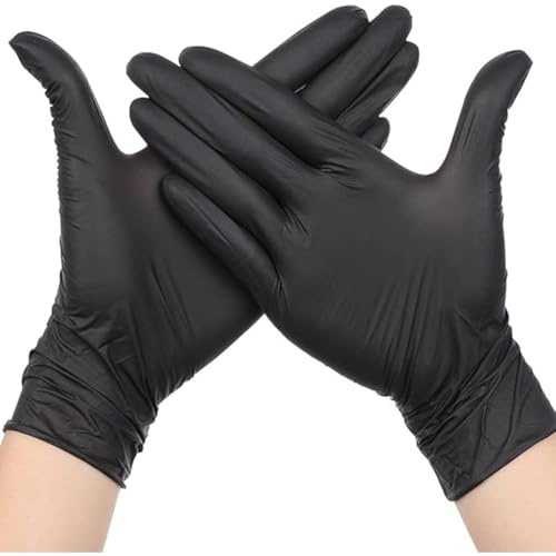 SANYGIENE Guante Nitrilo Negro Sin Polvo | Kit Profesional | Ambidiestro | Borde enrollado, Dedo Texturado | Textura antideslizante | Reglamenation Reach | TAMAÑO S a XL | EPI de Categoría III (S)