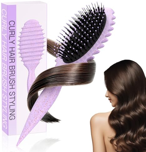 Kimsky Lockenbürste, Haarbürste, Curly Hair Brush, Haarbürste Ohne Ziepen | Bürste für Locken für Männer und Frauen, Eine Hair Brush für Alle Haartypen, Einschließlich Lockiges und Glattes Haar - Lila