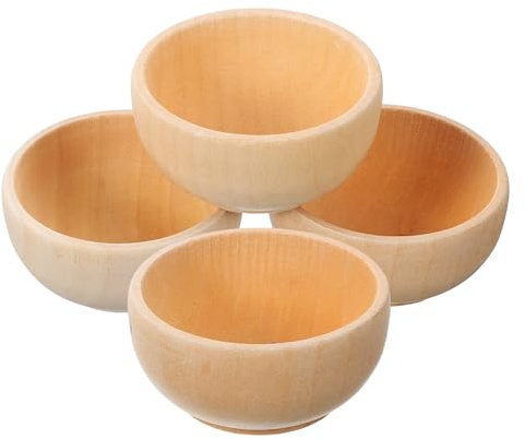 BESTYASH 4 Pièces Petites Coupelles en Bois Brut pour Activités Créatives, Bol à Peindre en Bois Naturel, Décoration et Projets D'artisanat pour Garçon et Filles