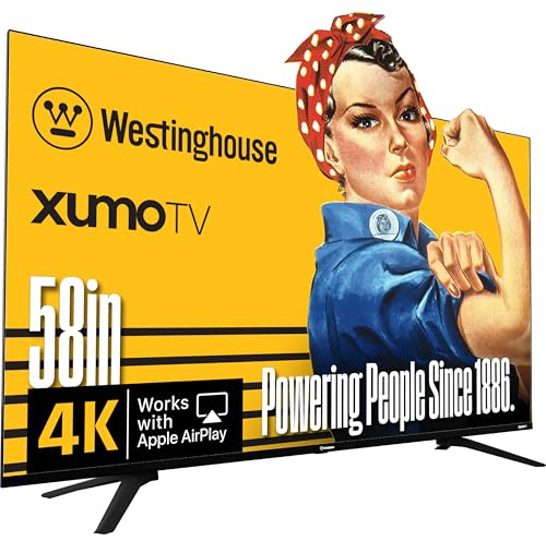 Westinghouse 58-inch Smart TV, 4K UHD Xumo TV w/ HDR10, Voice Remote, Dolby Vision, Dolby Atmos, Edgeless, Flat Screen LED Television w/Bluetooth, Apple AirPlay, Wi-Fi & Mobile Connectivity