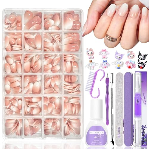 420 stycken lösnaglar tips set – extra kort ammond press på naglar mjuk gel full täckning nageltips för gelnaglar, gradient falska naglar att klistra på, ombre falska naglar för nagelförlängningar