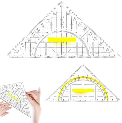 2 Stück Geodreieck Mit Griff,Geodreieck Groß,GeodreieckKlein | 20 CM Und 14 CM Geodreieck Set,Geodreieck Flexibel,Kombiniert Längen Und Winkelmessung,Für Technisches Zeichnen