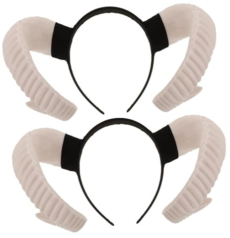 FRCOLOR 2pcs Realistic Sheep Horn Headband Lightweight Animal Cosplay Costume Accessory with Authentic RAM Horn Texture Compatible with Sheep Ears Headbands for Halloween Party and Makeup