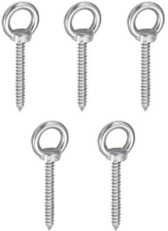 5 Pernos de Ojo de Acero Inoxidable 304 M5x30 Ganchos Autorroscante | Ideal para Colgar Madera, Hamacas, Columpios, Sillas de Yoga