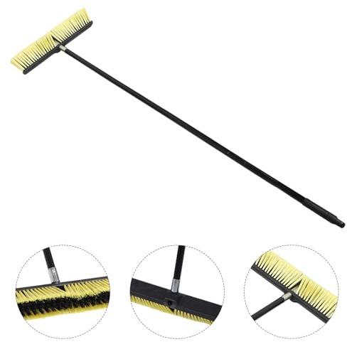 SHINEOFI Outdoor Floor Brush Broom 80Cm Aluminum Alloy Threaded Head Yard Sweeper Broom for Patio Driveway Deck Cleaning Heavy Duty for Wet and Dry Use