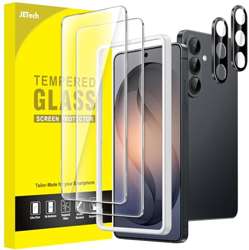JETech Skärmskydd för Samsung Galaxy S26 Plus med Kameralinsskydd, 9H Härdat Glasfilm med Enkelt Installation Verktyg, Fingeravtryck ID Kompatibel, HD Klar, 2-Pack Varje