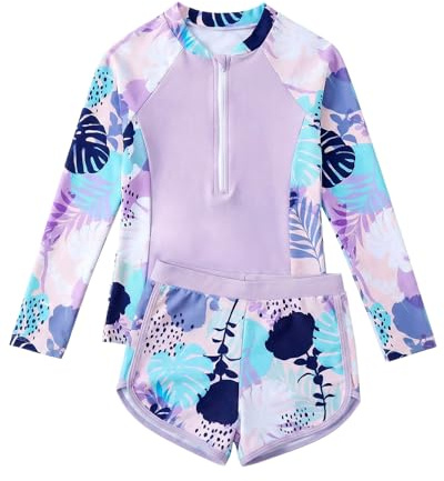 WYTbaby Girls 8-12 Years Two-Piece Rash Guard Swimsuit
