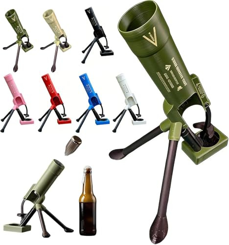 Beer Bottle Mortar Bottle Opener,51mm Mortar Beer Bottle Opener, Heavy-Duty Tactical Cap Launcher, Hands-Free Push Down Opener for Bar Home Party and Desk Decor (B)