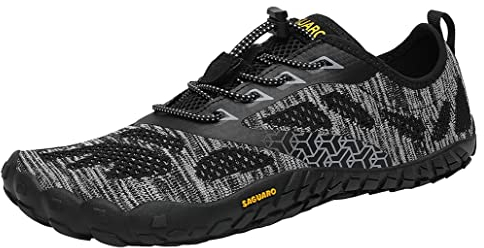 SAGUARO Barfußschuhe Herren Damen Traillaufschuhe Outdoor & Indoor Training Fitnessschuhe Wander Wald Strand Straße Laufschuhe Walkingschuhe Schnell Trocknend Badeschuhe, Onyx Schwarz, 43 EU