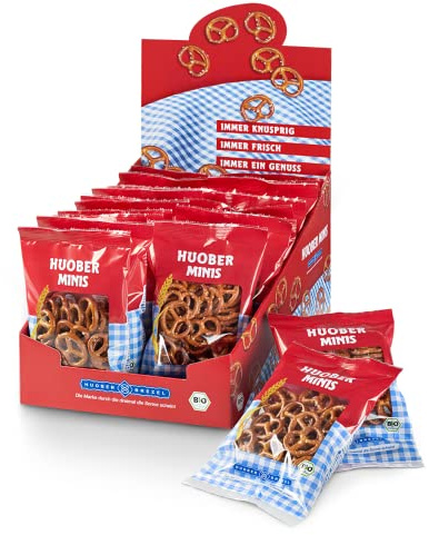 Huober Bio Mini Brezel, kleine Brezelchen im Portionsbeutel, 20 Packungen x 40g, 800 g (20 x 40g)