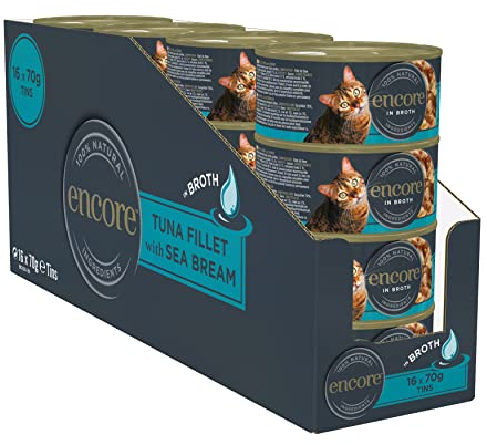 Encore Natural Wet Cat Food Tuna with Seabream in Broth 16 x 70g Tins