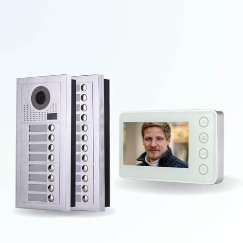 BT Security Portier interphone vidéo Modern 2 Fils - 32 Appartements - 32 écrans Blancs