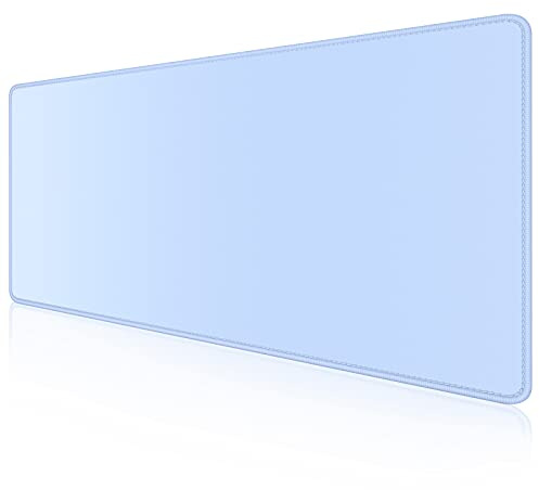 Dapesuom Large Mouse Pad, Extended Gaming Mouse Mat with Stitched Edges, Full Size Desk Mats with Non-Slip Base, Computer Big Desktop Keyboard Pad for Gamer, Laptop, Office, 23.6 x 11.8 in, Sky Blue