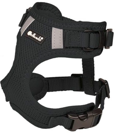 Petlando Hundegeschirr Mesh Vest, leichtes Brustgeschirr aus weichem Mesh & Nylon, stufenlos verstellbar, reflektierend mit 2 D-Ringen, Schwarz XL, Geschirr Hund gepolstert