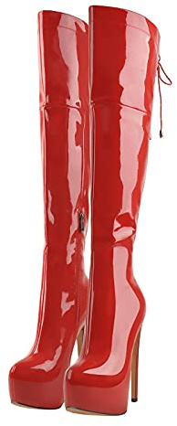 Only maker Platform Thigh High Boots for Women with Zipper Lace Up Stiletto High Heels