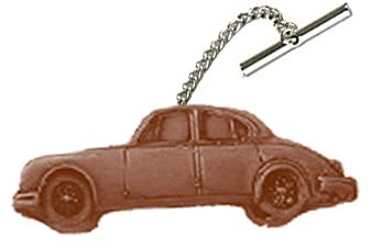 Krawattennadel mit Kette, klassisches britisches Auto MK2 3.8 ref104, Kupfer-Effekt, Design auf Krawattennadel mit Kette