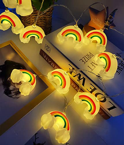Guirlande lumineuse arc-en-ciel, 20 LED, 3 m, blanc chaud, pour intérieur et extérieur, alimentée par piles, pour mariage, fête, cadeau de Noël, décoration de chambre à coucher (20 LED arc-en-ciel)
