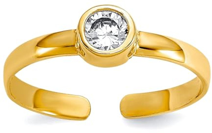 Zehenring für Damen, 10 Karat poliertes Gold, Zirkonia, simulierter Diamant, Zehenring