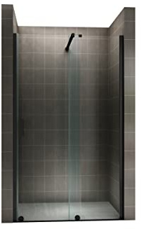 i-flair Schiebetür Duschabtrennung NADINE 160x200 cm für Duschnische Duschtür Nischenschiebetür in Schwarz 8mm ESG Sicherheitsglas Klarglas - Links und Rechts montierbar