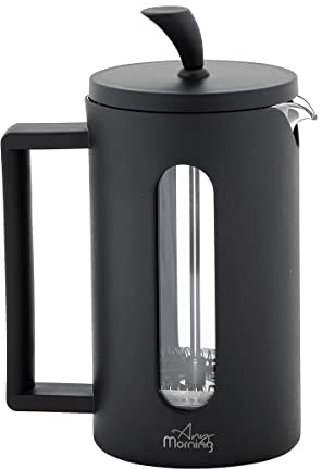 Any Morning Caffettiera francese | Vetro borosilicato caldo e freddo | Filtro in acciaio inox | Durevole | Resistente al calore | Nero | 600 ml | 20 oz