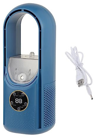 perfk Aire Acondicionado portátil con humidificador Silencioso USB Recargable Ventilador de Escritorio Personal Ventilador de refrigeración Enfriador de, Azul 12x30cm