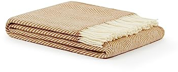 LANEROSSI, Plaid Iseo Spina, 130x170 cm, pura lana vergine, peso invernale, cammello