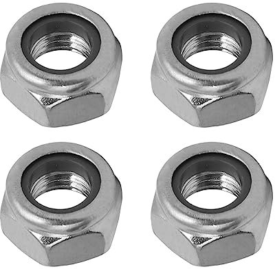 QUARKZMAN M8 x 1.25mm Hexagonal Bloqueo Tuerca x 4uds 304 Inoxidable Acero Izquierda Mano Rosca Bloqueo Inserto Hexagonal Tuerca Sujetadores para Maquinaria Sujeción, [Plateado Tono]